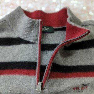 Wolsey Striped Wool 1/4 Zip Sweater, Men's Small